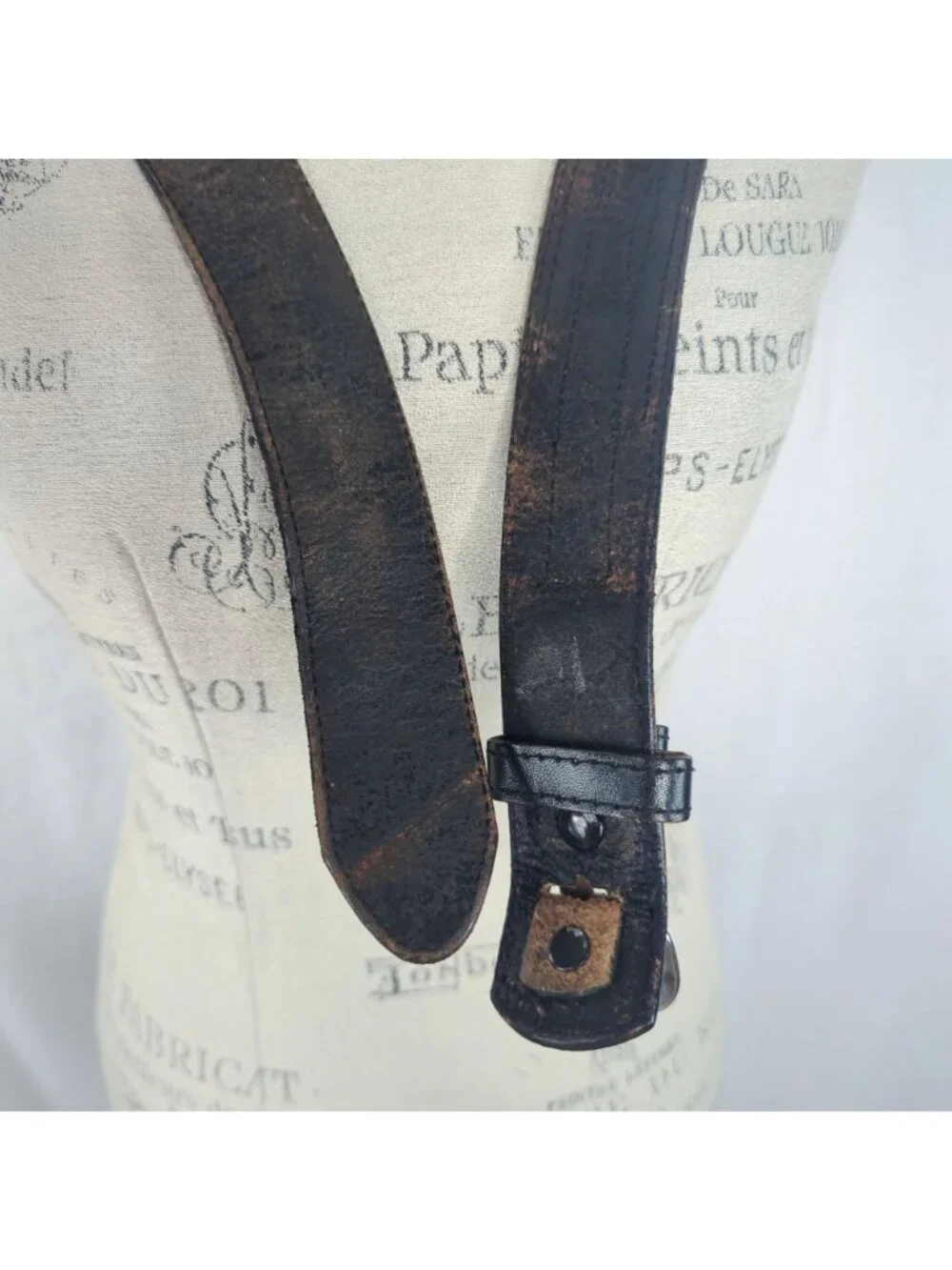 Vintage 80s Textile Western Belt X Large Black Leather